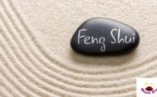 feng shui text on black rock