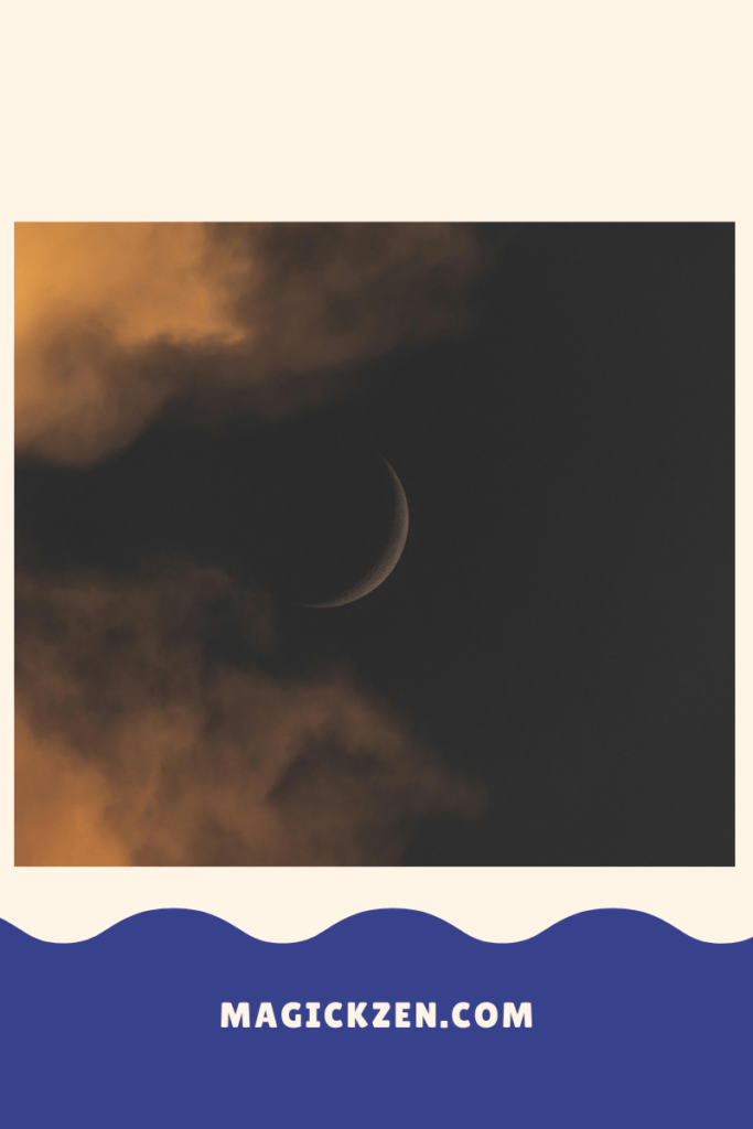 New moon, black background, sky