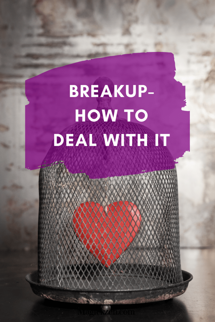 how to deal with a breakup text with heart in birdcage